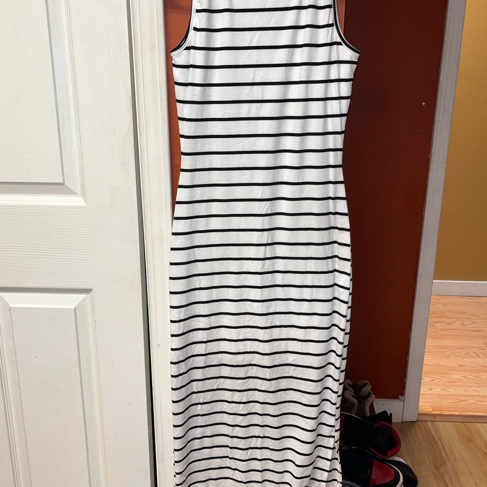 Striped Black and White Maxi Dress